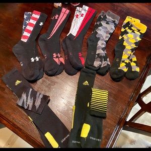 Lot of 7 pairs of socks Under Armour Adidas soccer